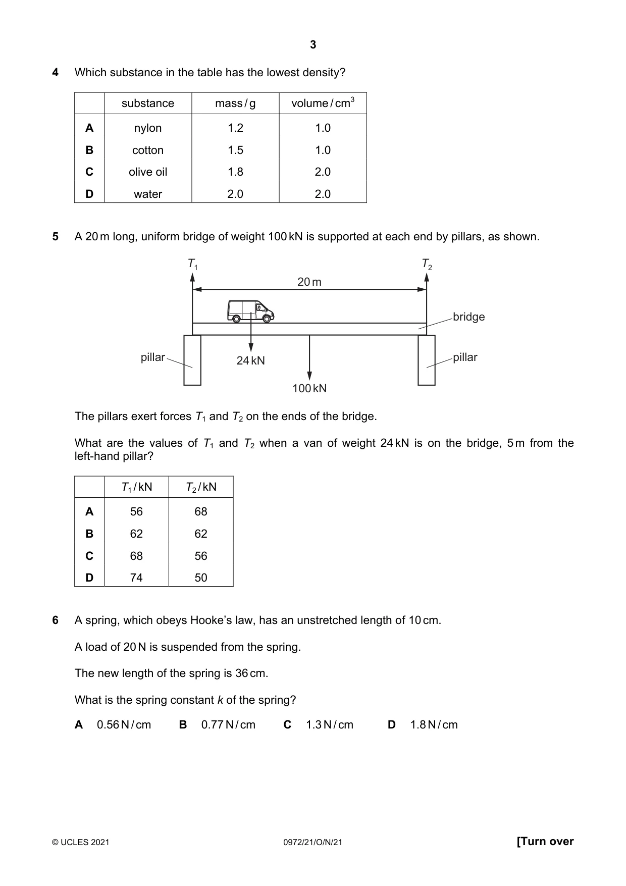Cambridge IGCSE Physics (9-1) 0972 2021 Oct/Nov Paper 2 · Variant 1 question paper, page 3 of 16