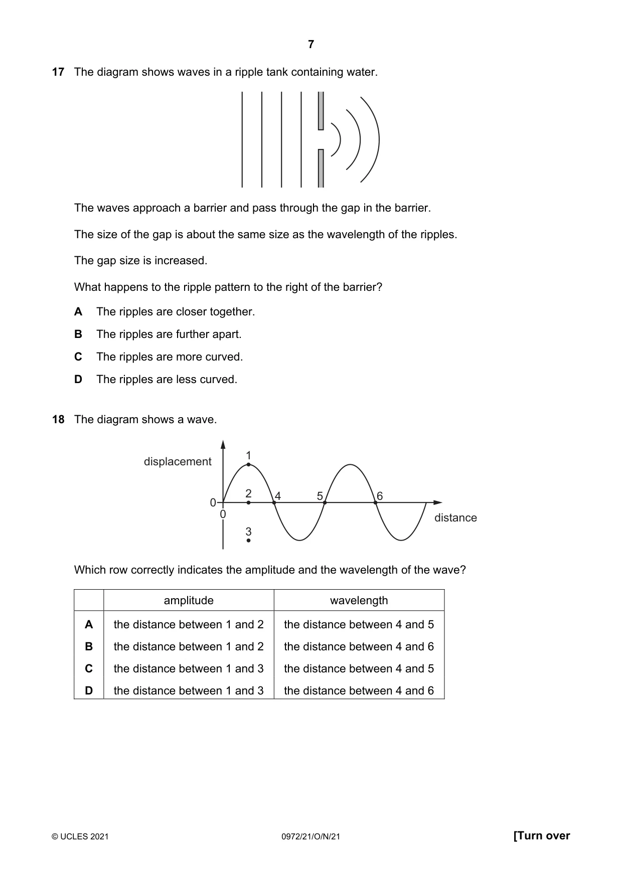 Cambridge IGCSE Physics (9-1) 0972 2021 Oct/Nov Paper 2 · Variant 1 question paper, page 7 of 16