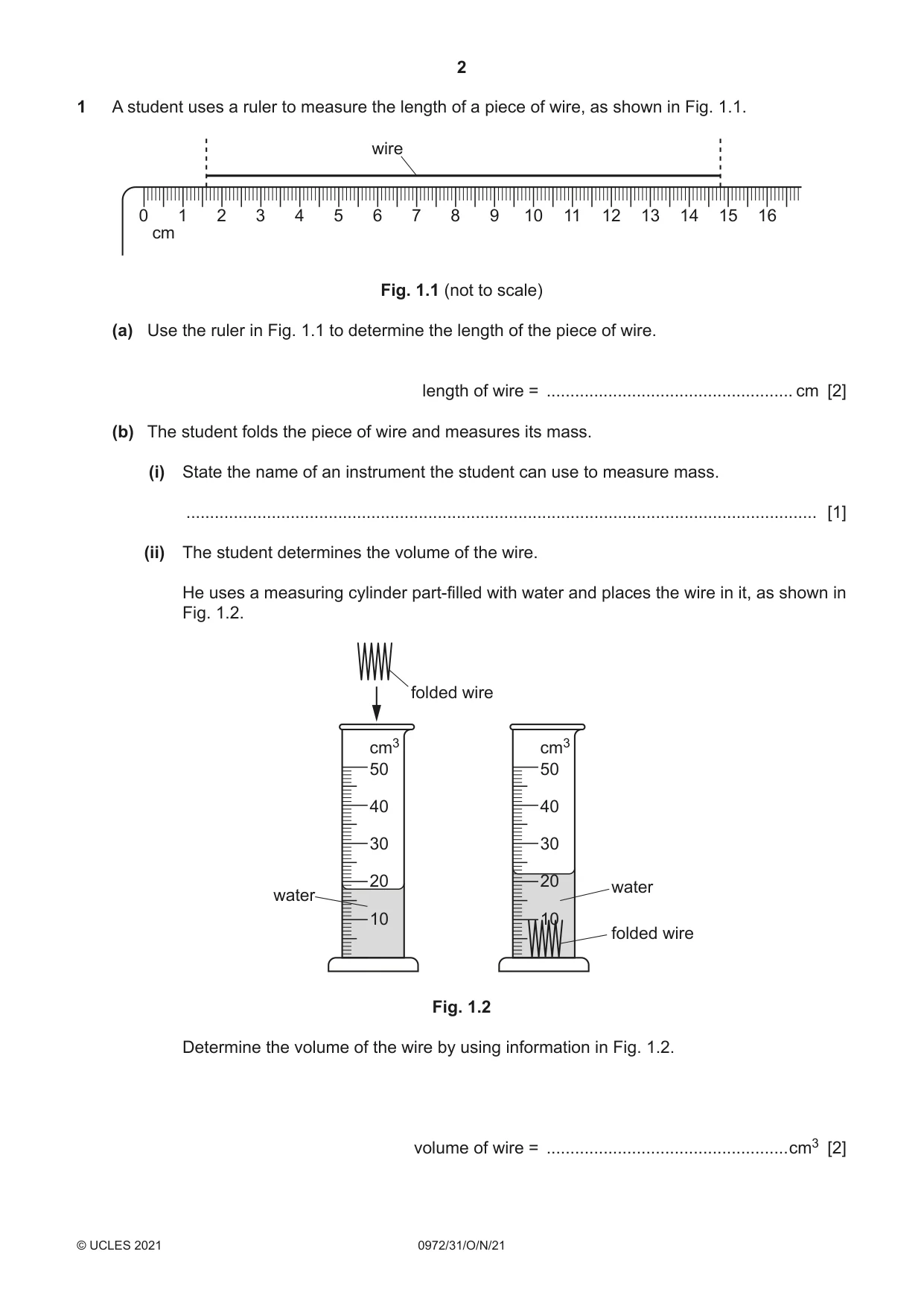 Cambridge IGCSE Physics (9-1) 0972 2021 Oct/Nov Paper 3 · Variant 1 question paper, page 2 of 16
