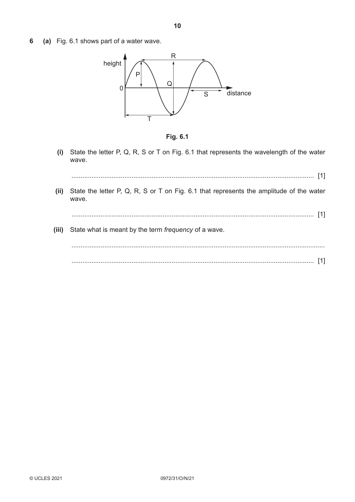 Cambridge IGCSE Physics (9-1) 0972 2021 Oct/Nov Paper 3 · Variant 1 question paper, page 10 of 16
