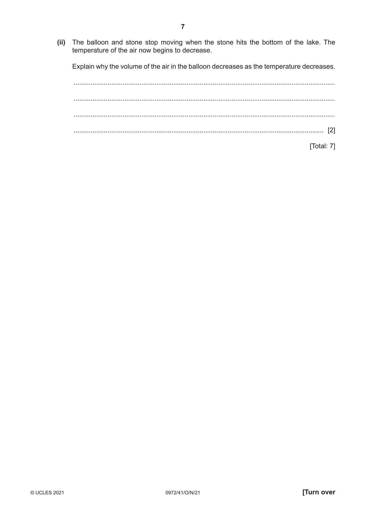Cambridge IGCSE Physics (9-1) 0972 2021 Oct/Nov Paper 4 · Variant 1 question paper, page 7 of 20