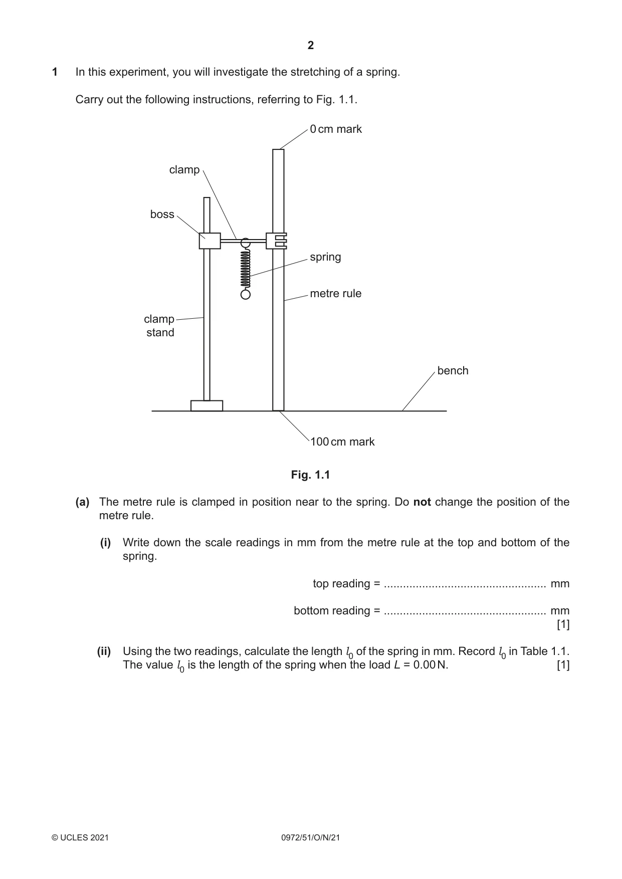 Cambridge IGCSE Physics (9-1) 0972 2021 Oct/Nov Paper 5 · Variant 1 question paper, page 2 of 12