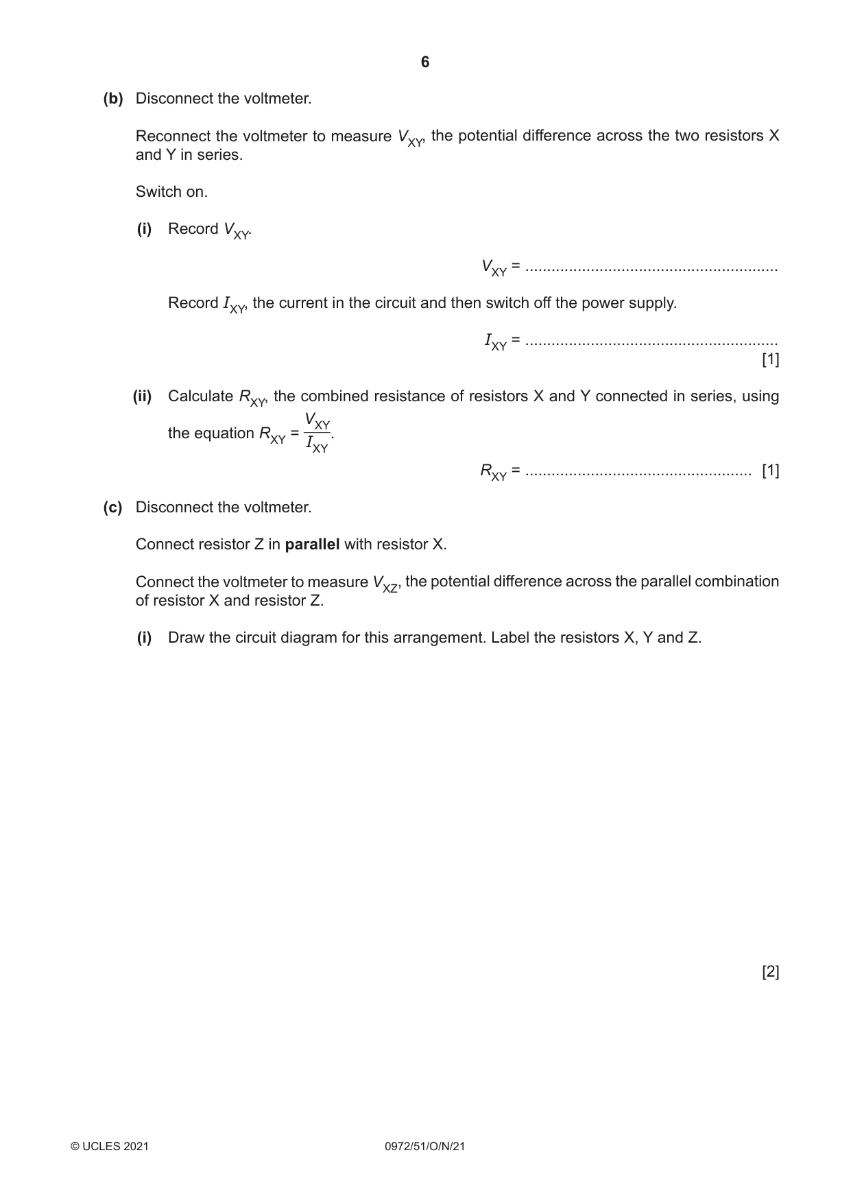 Cambridge IGCSE Physics (9-1) 0972 2021 Oct/Nov Paper 5 · Variant 1 question paper, page 6 of 12