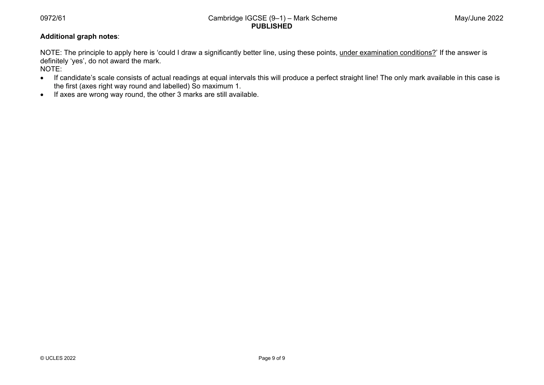 Mark scheme, page 9 of 9
