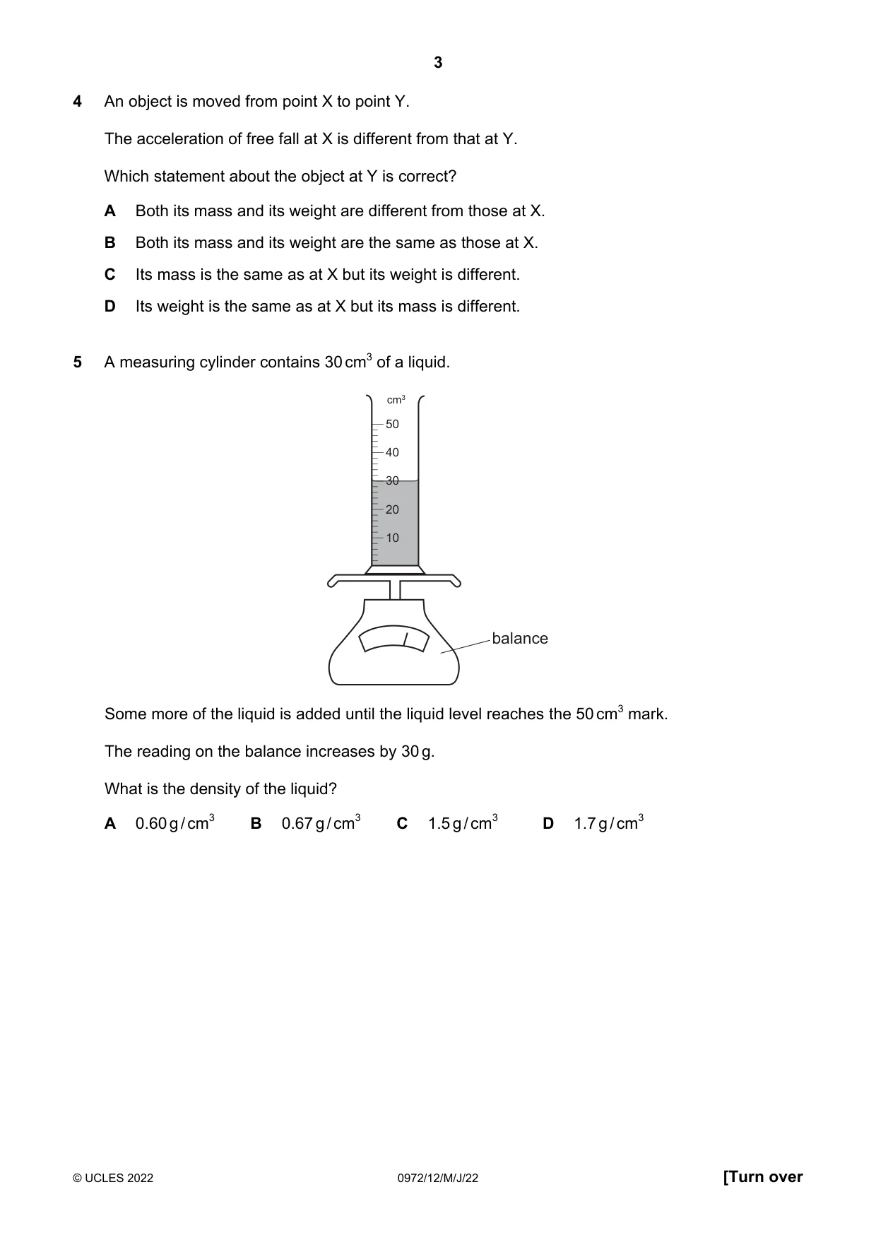 Cambridge IGCSE Physics (9-1) 0972 2022 May/June Paper 1 · Variant 2 question paper, page 3 of 16