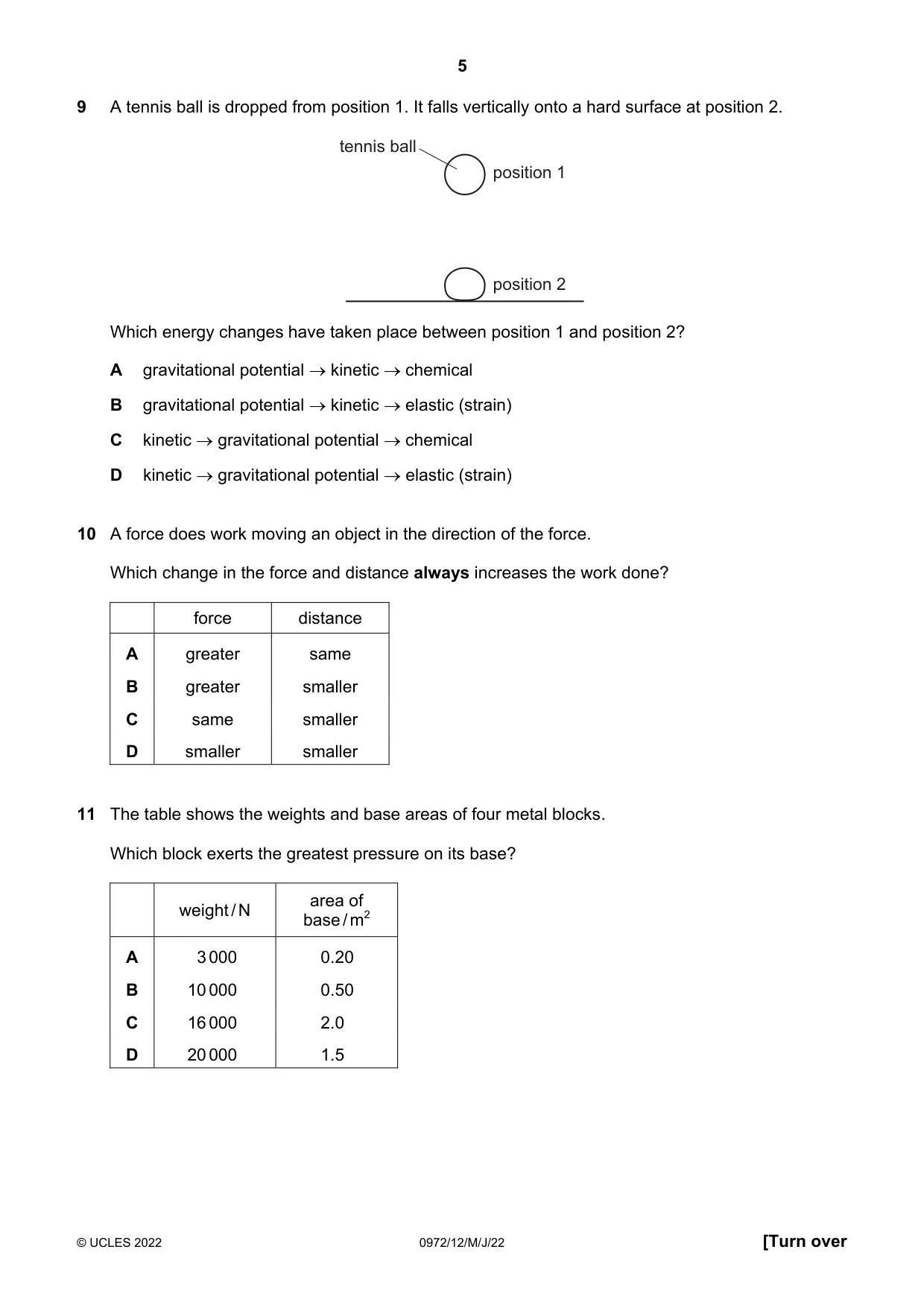 Cambridge IGCSE Physics (9-1) 0972 2022 May/June Paper 1 · Variant 2 question paper, page 5 of 16