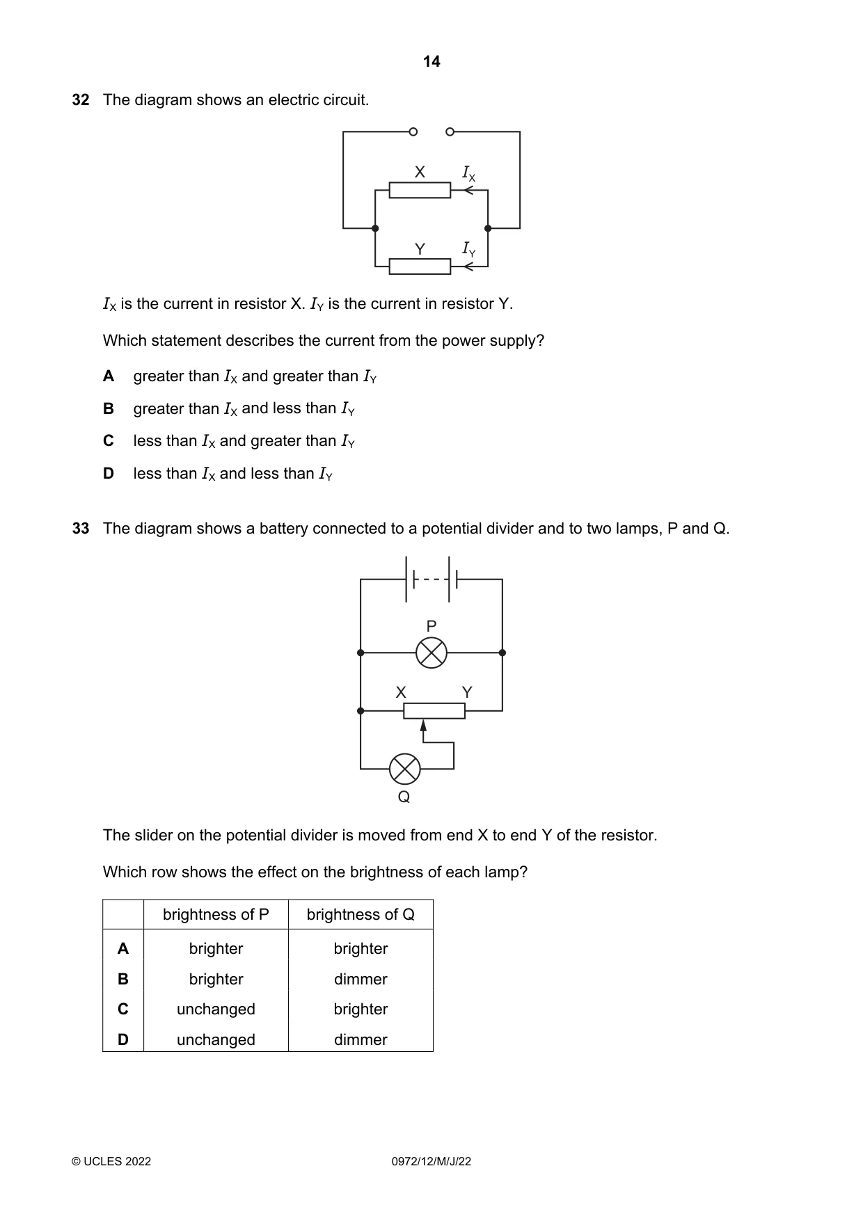 Cambridge IGCSE Physics (9-1) 0972 2022 May/June Paper 1 · Variant 2 question paper, page 14 of 16