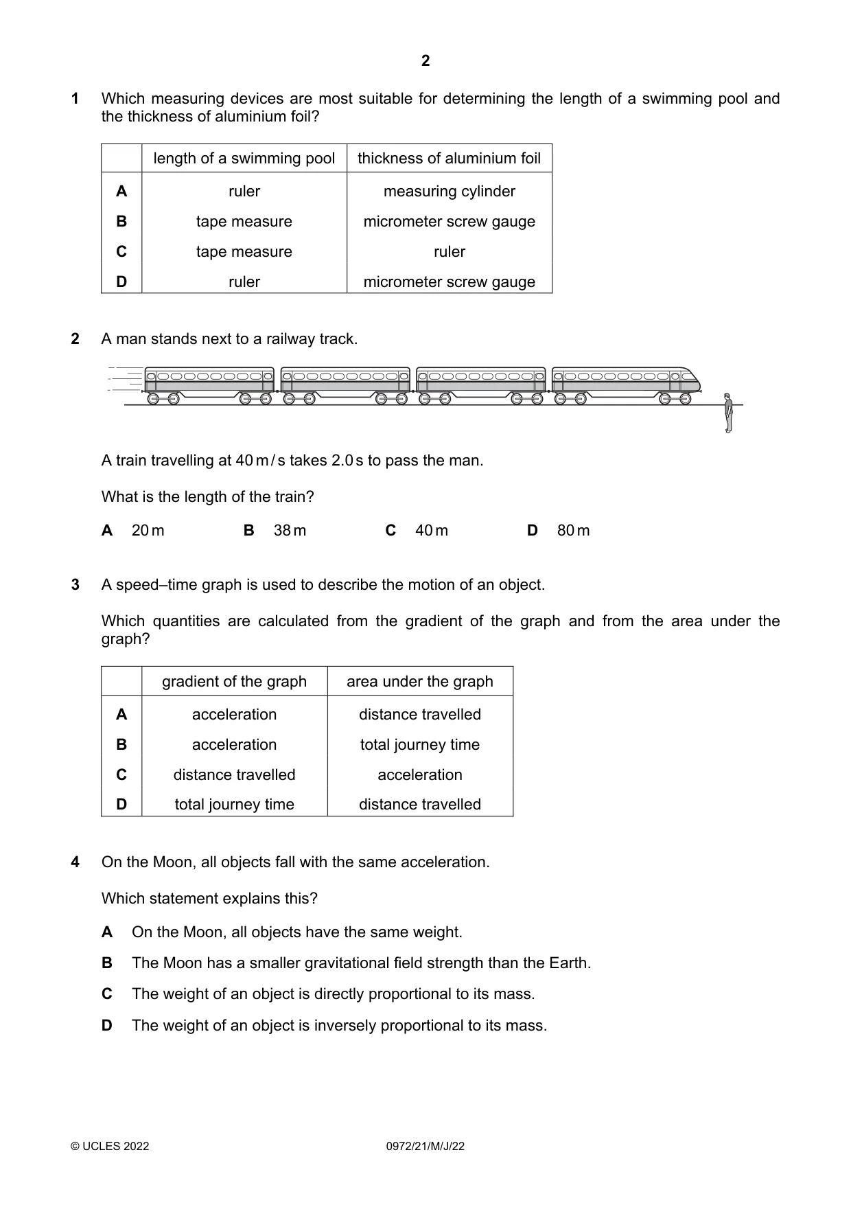 Cambridge IGCSE Physics (9-1) 0972 2022 May/June Paper 2 · Variant 1 question paper, page 2 of 16