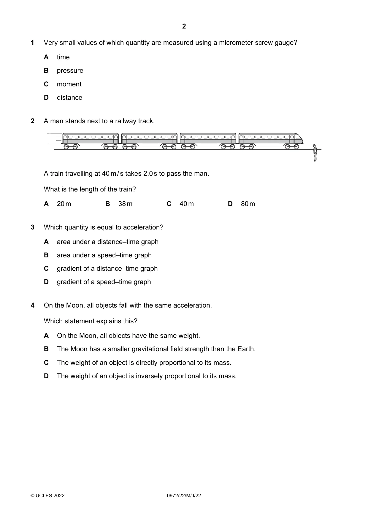 Cambridge IGCSE Physics (9-1) 0972 2022 May/June Paper 2 · Variant 2 question paper, page 2 of 20