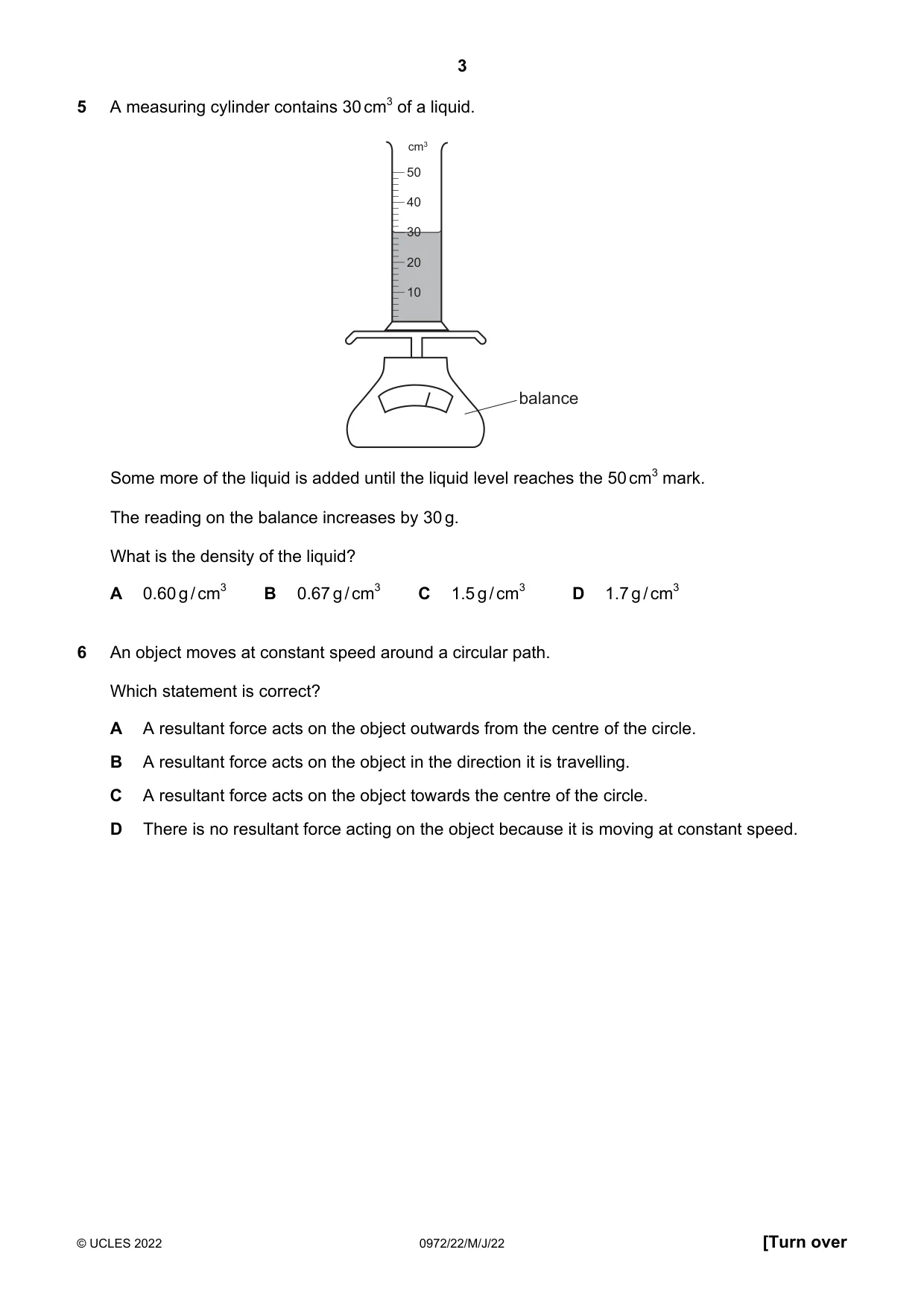 Cambridge IGCSE Physics (9-1) 0972 2022 May/June Paper 2 · Variant 2 question paper, page 3 of 20