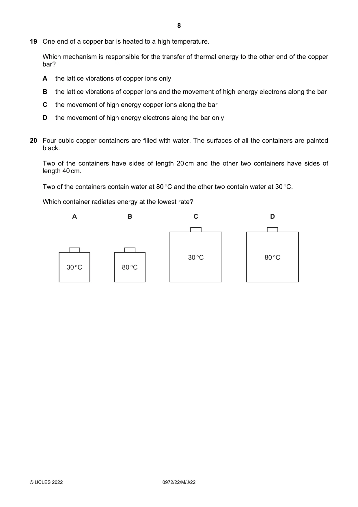 Cambridge IGCSE Physics (9-1) 0972 2022 May/June Paper 2 · Variant 2 question paper, page 8 of 20