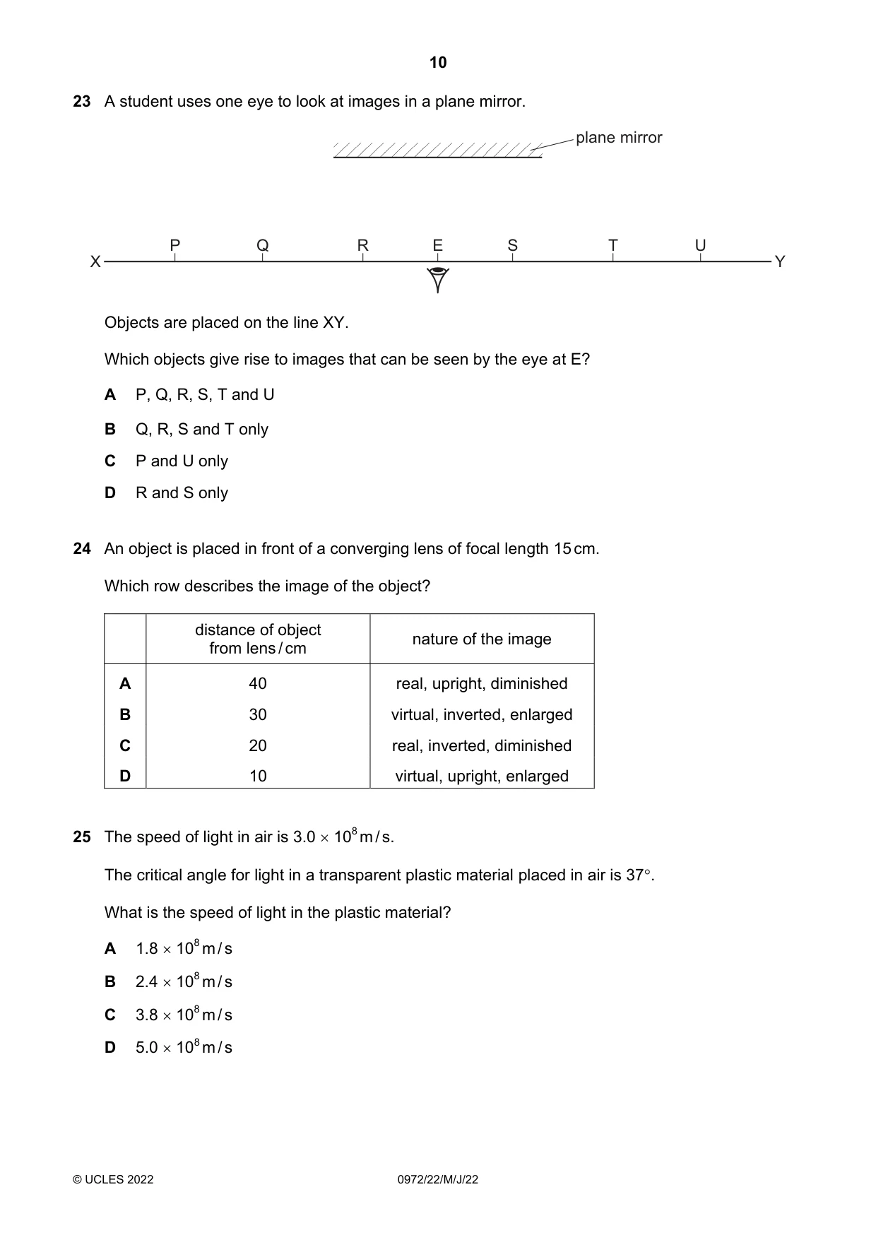 Cambridge IGCSE Physics (9-1) 0972 2022 May/June Paper 2 · Variant 2 question paper, page 10 of 20