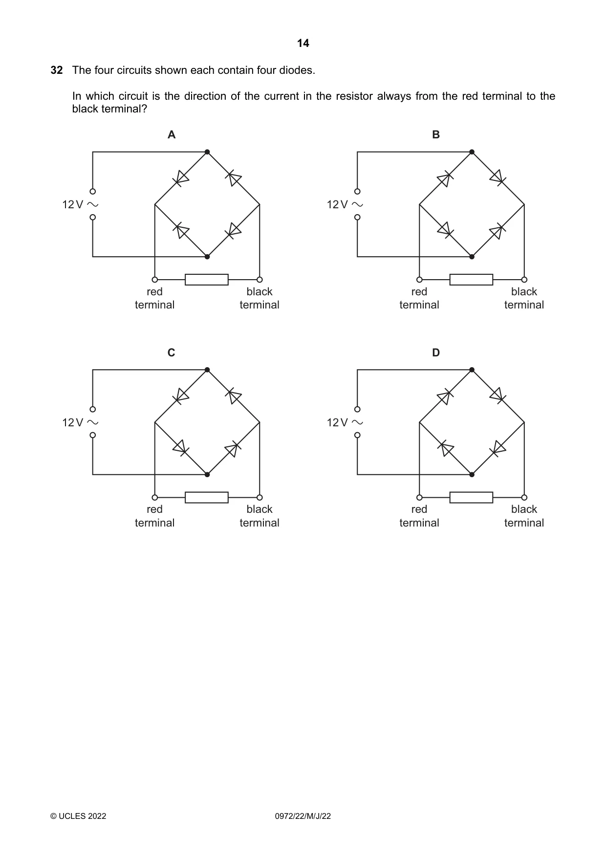 Cambridge IGCSE Physics (9-1) 0972 2022 May/June Paper 2 · Variant 2 question paper, page 14 of 20