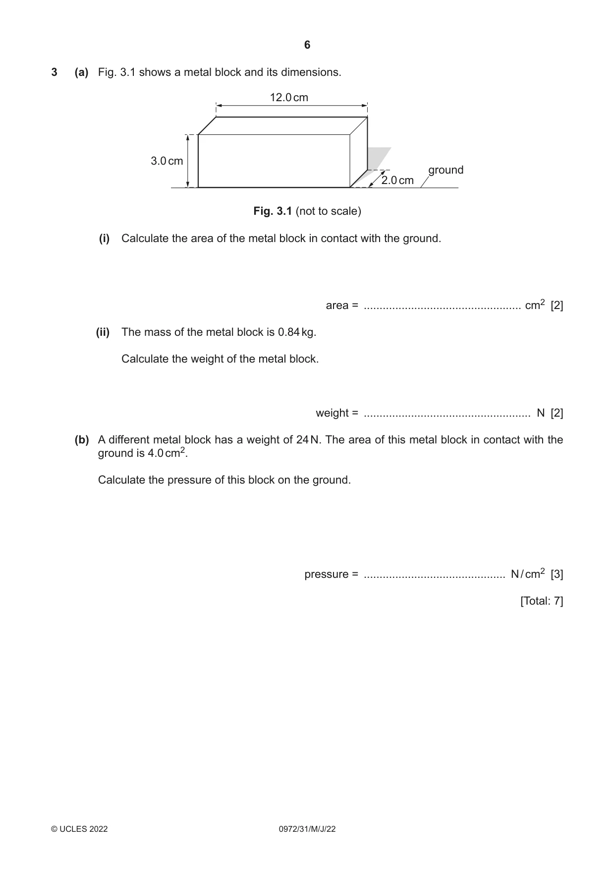 Cambridge IGCSE Physics (9-1) 0972 2022 May/June Paper 3 · Variant 1 question paper, page 6 of 16