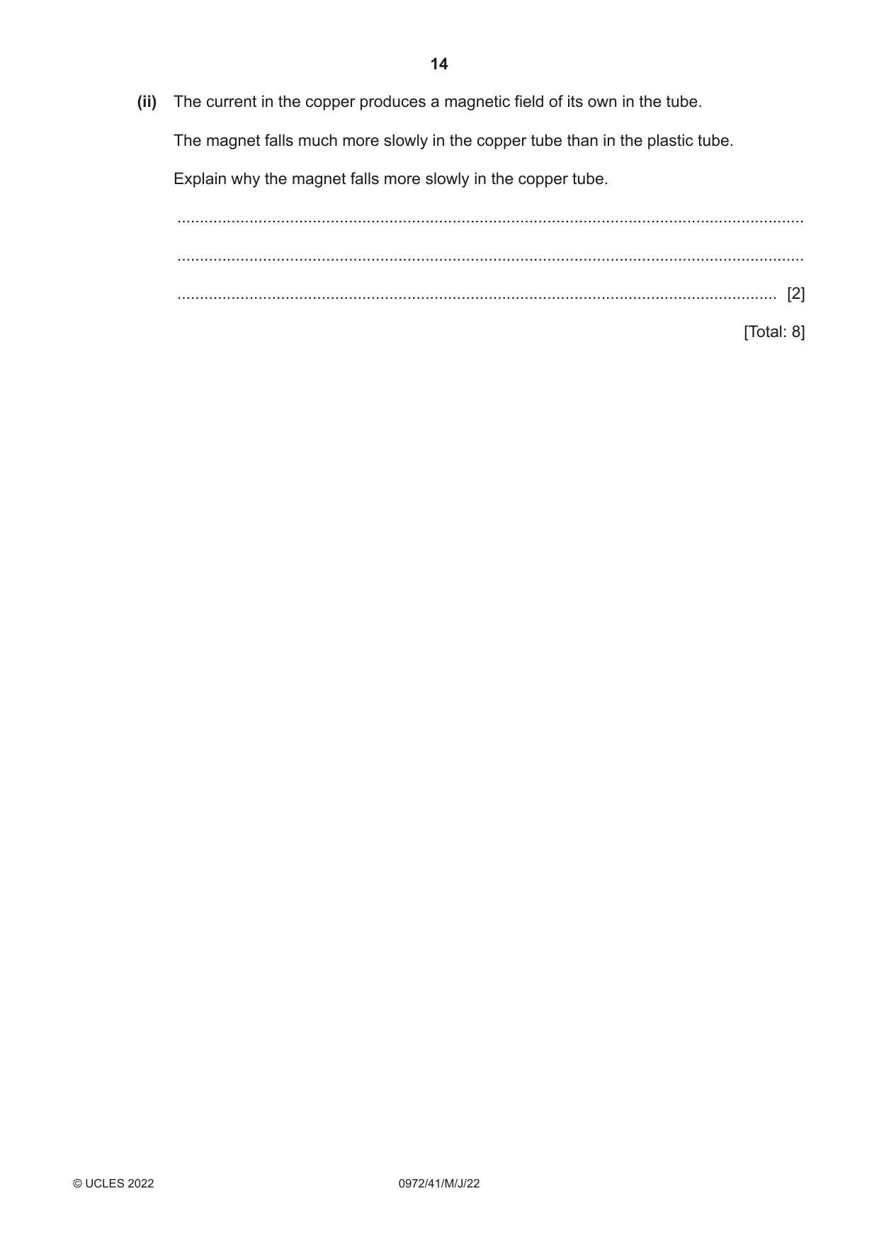 Cambridge IGCSE Physics (9-1) 0972 2022 May/June Paper 4 · Variant 1 question paper, page 14 of 16