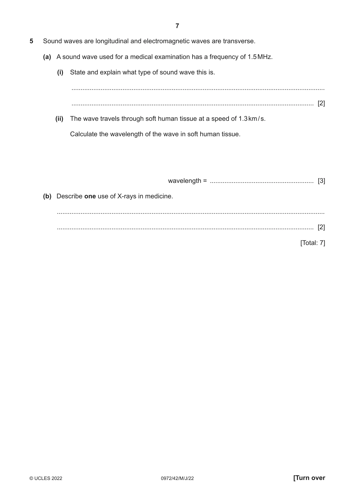Cambridge IGCSE Physics (9-1) 0972 2022 May/June Paper 4 · Variant 2 question paper, page 7 of 16