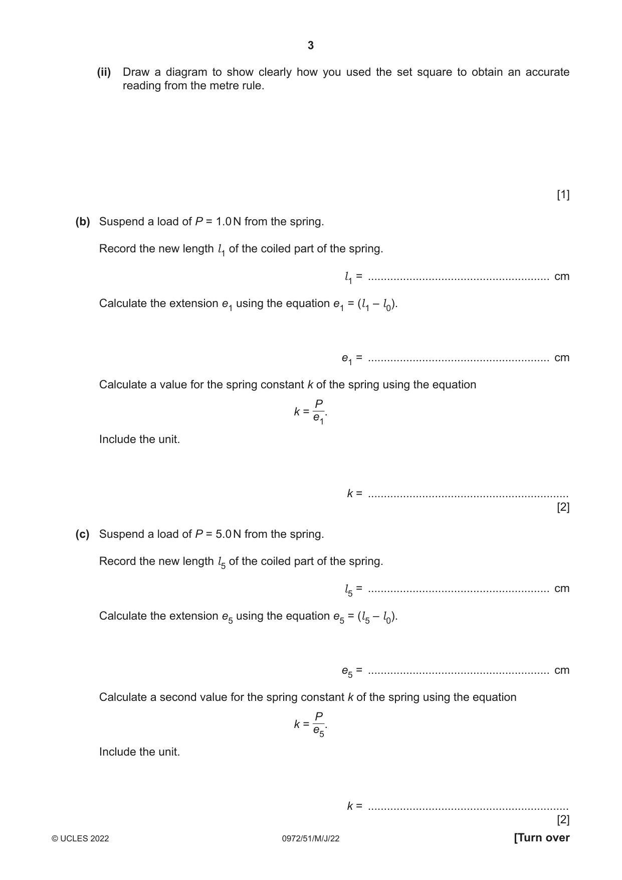 Cambridge IGCSE Physics (9-1) 0972 2022 May/June Paper 5 · Variant 1 question paper, page 3 of 16