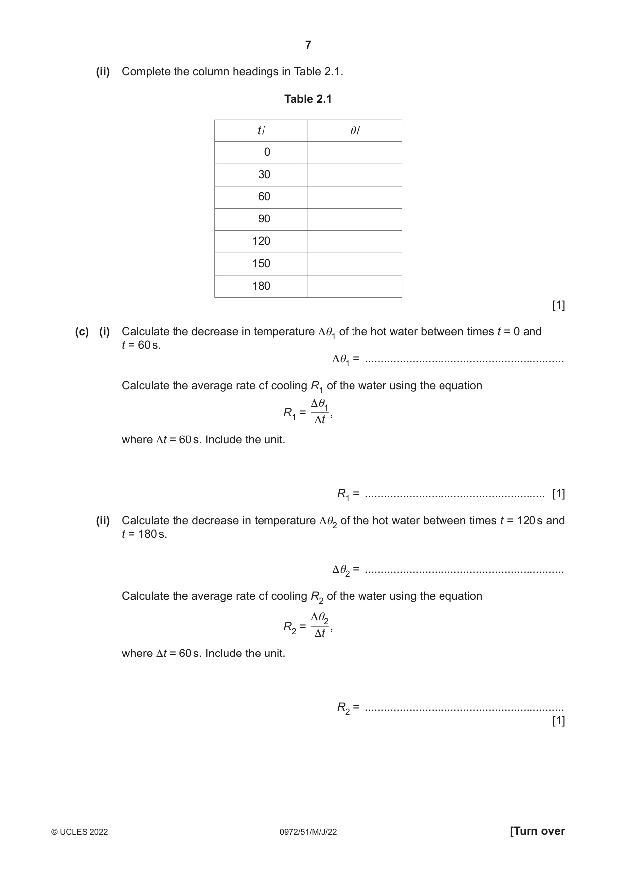 Cambridge IGCSE Physics (9-1) 0972 2022 May/June Paper 5 · Variant 1 question paper, page 7 of 16