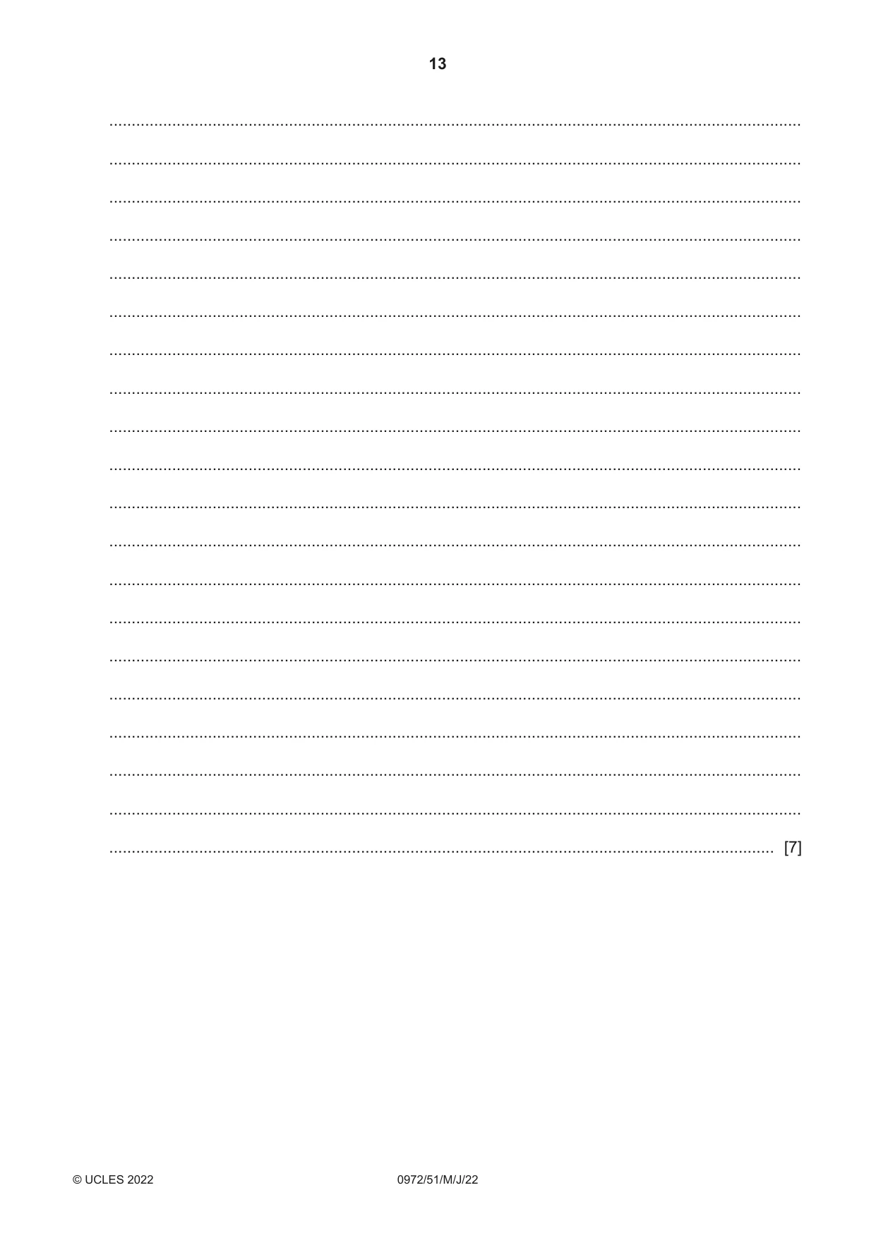 Cambridge IGCSE Physics (9-1) 0972 2022 May/June Paper 5 · Variant 1 question paper, page 13 of 16