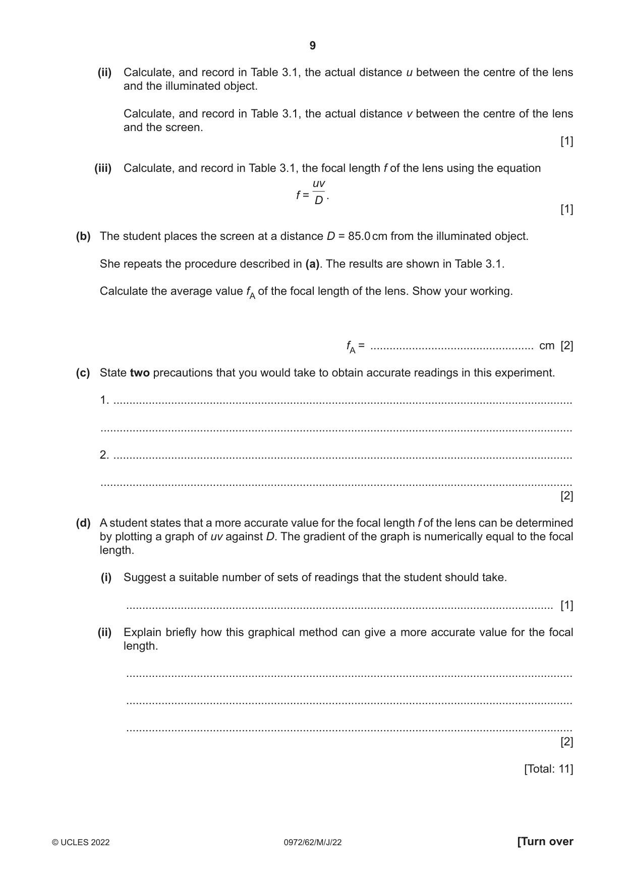 Cambridge IGCSE Physics (9-1) 0972 2022 May/June Paper 6 · Variant 2 question paper, page 9 of 12