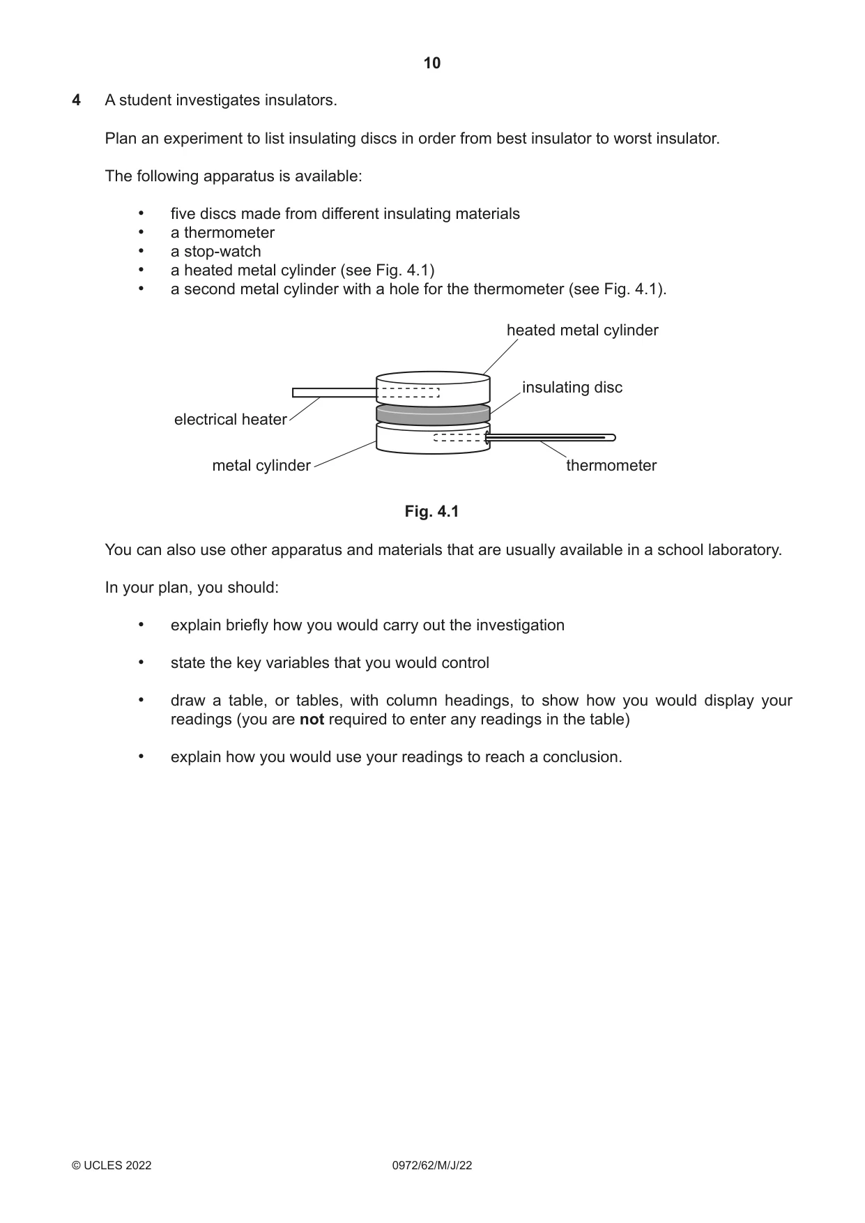 Cambridge IGCSE Physics (9-1) 0972 2022 May/June Paper 6 · Variant 2 question paper, page 10 of 12