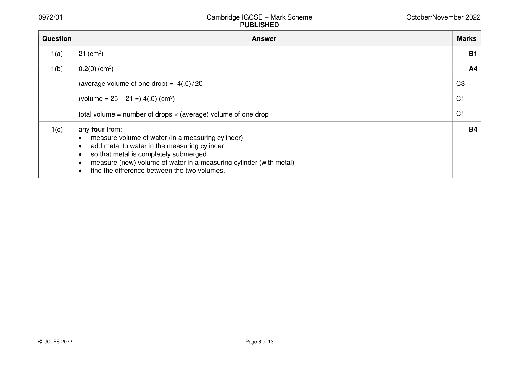 Mark scheme, page 6 of 13