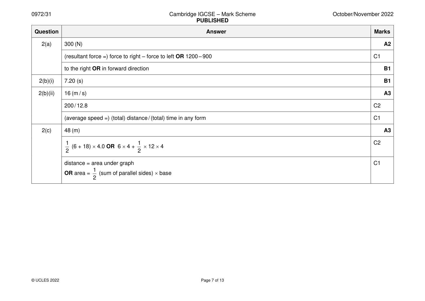 Mark scheme, page 7 of 13