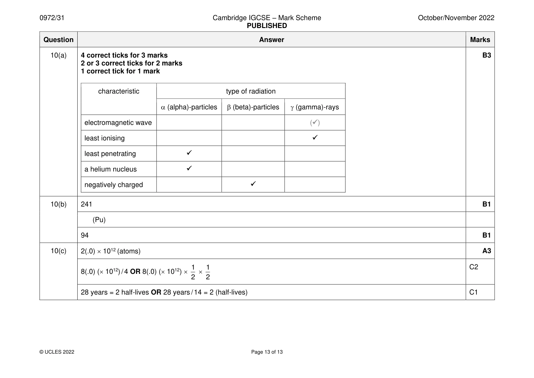 Mark scheme, page 13 of 13