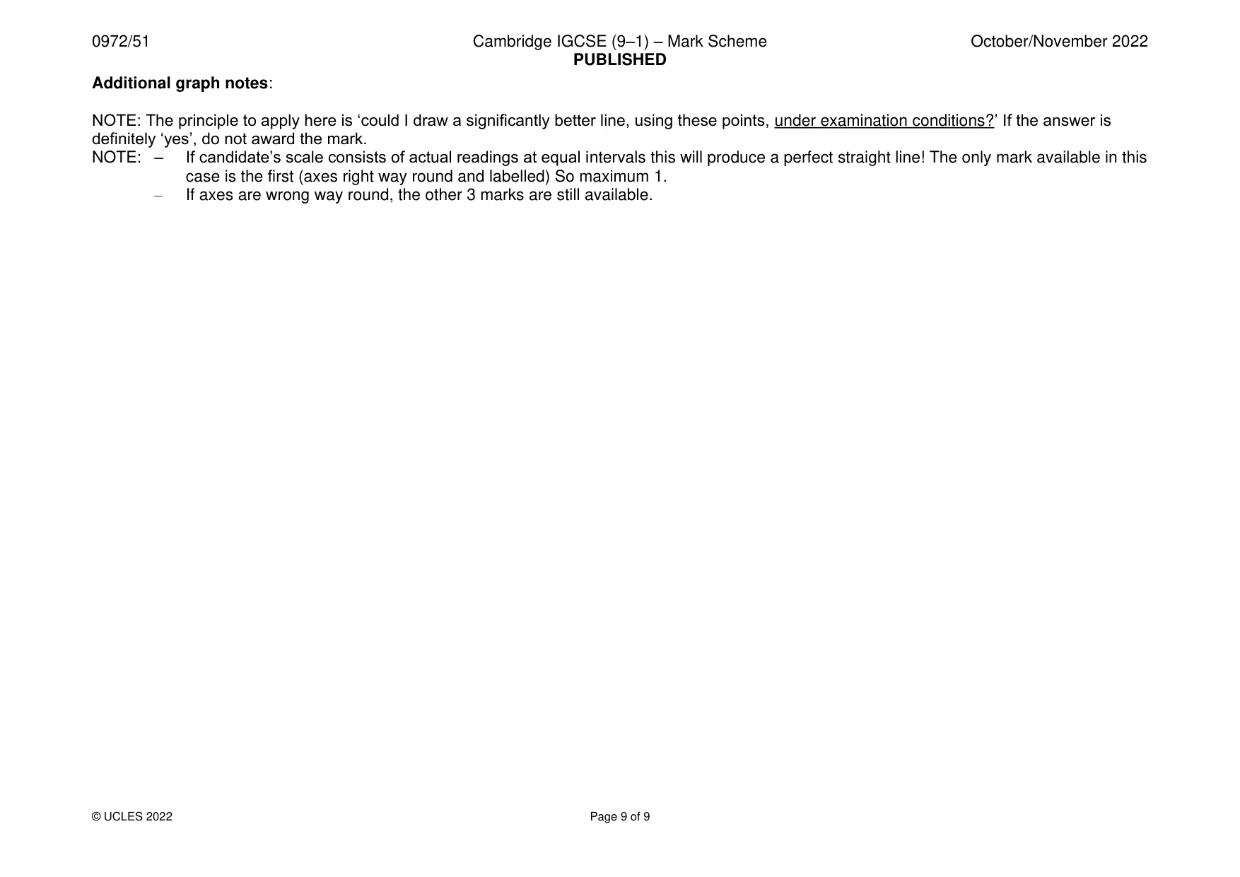 Mark scheme, page 9 of 9