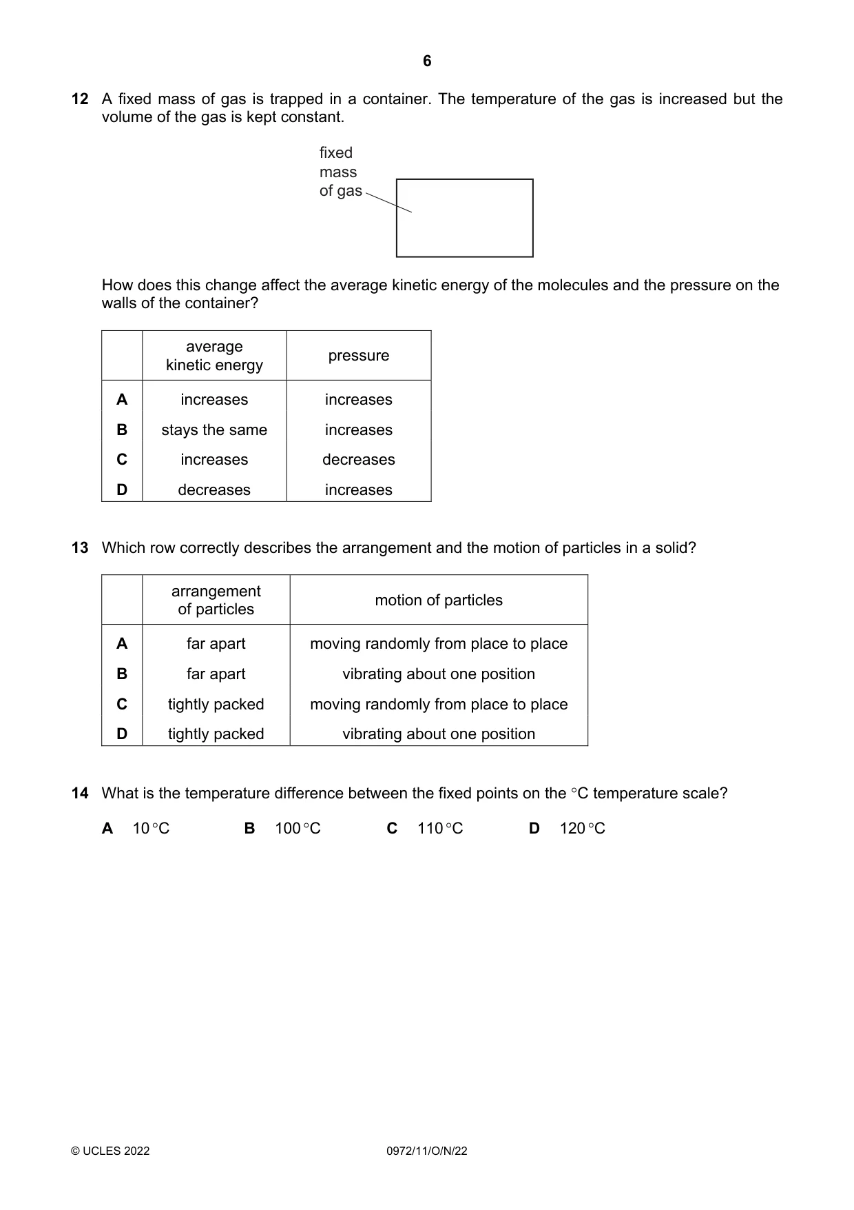 Cambridge IGCSE Physics (9-1) 0972 2022 Oct/Nov Paper 1 · Variant 1 question paper, page 6 of 16