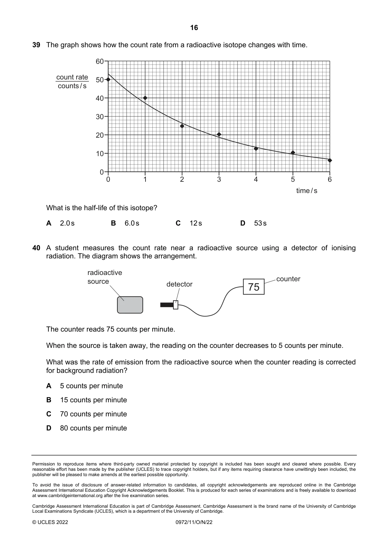 Cambridge IGCSE Physics (9-1) 0972 2022 Oct/Nov Paper 1 · Variant 1 question paper, page 16 of 16