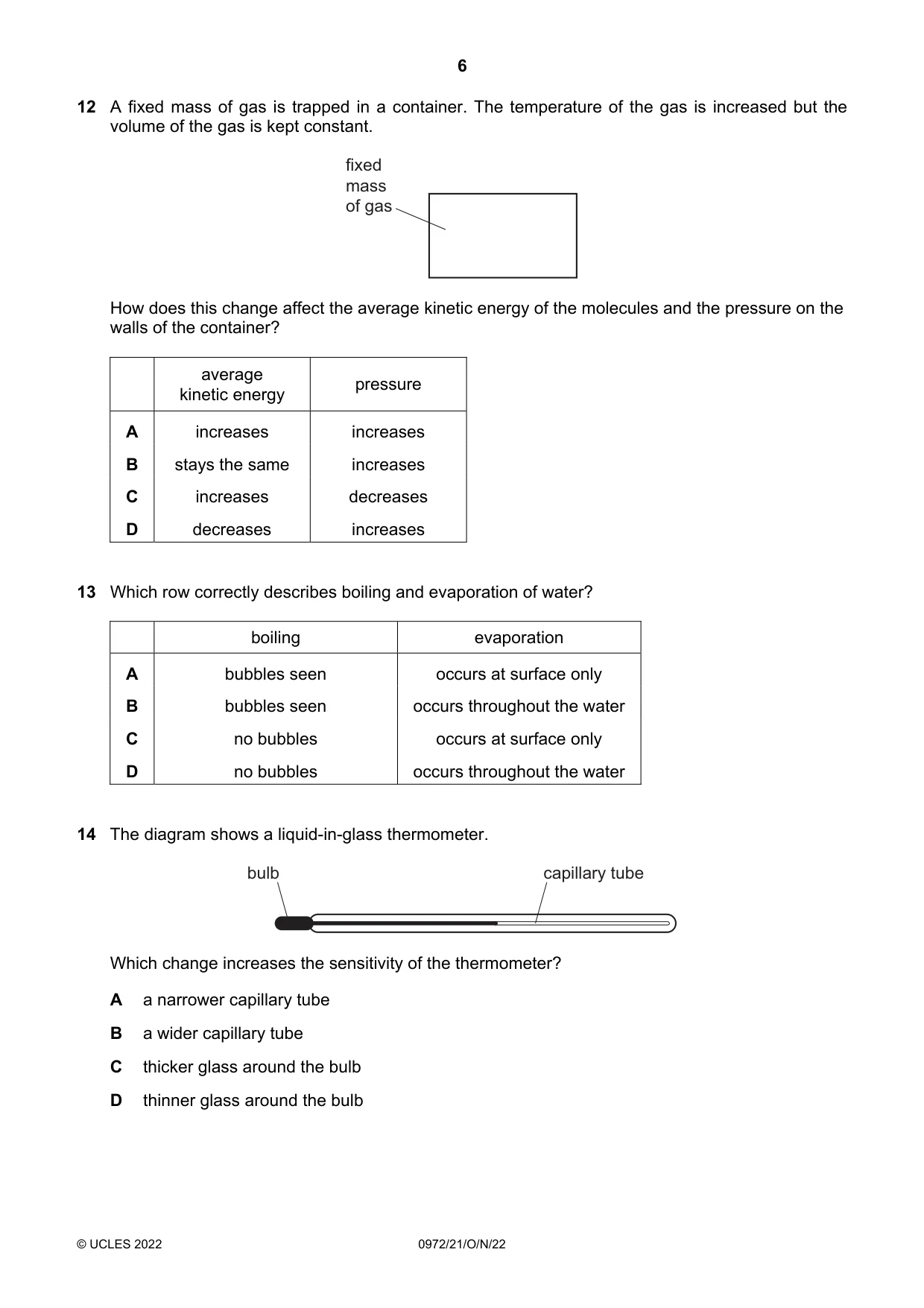 Cambridge IGCSE Physics (9-1) 0972 2022 Oct/Nov Paper 2 · Variant 1 question paper, page 6 of 16