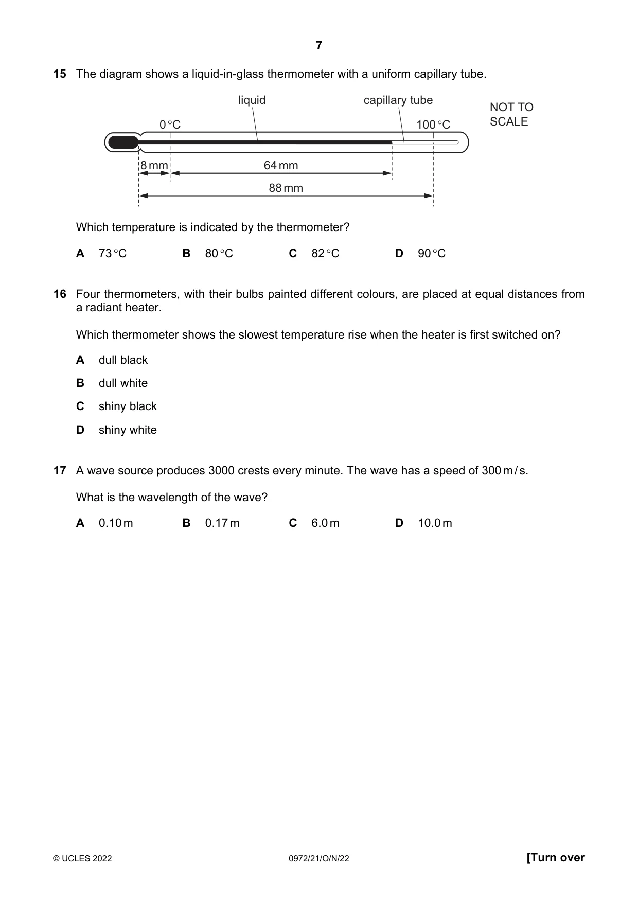 Cambridge IGCSE Physics (9-1) 0972 2022 Oct/Nov Paper 2 · Variant 1 question paper, page 7 of 16