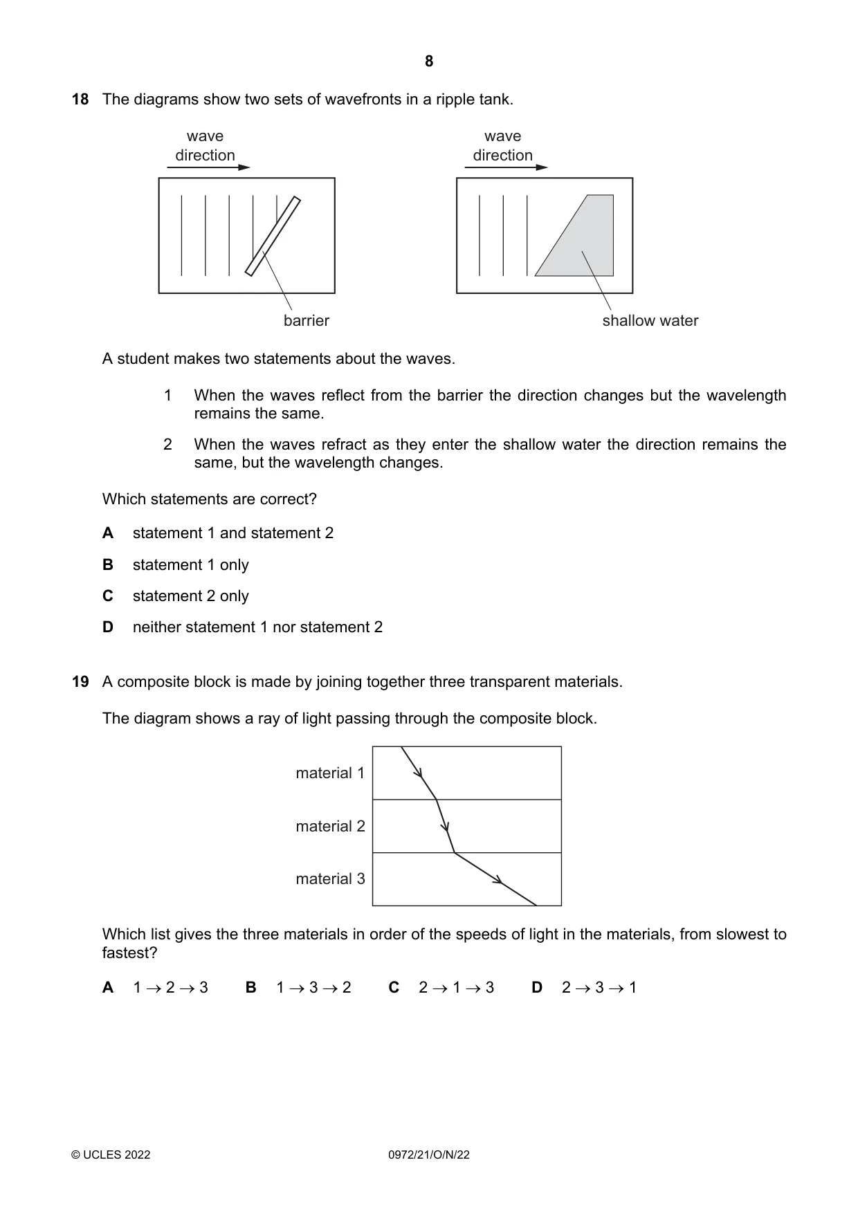 Cambridge IGCSE Physics (9-1) 0972 2022 Oct/Nov Paper 2 · Variant 1 question paper, page 8 of 16