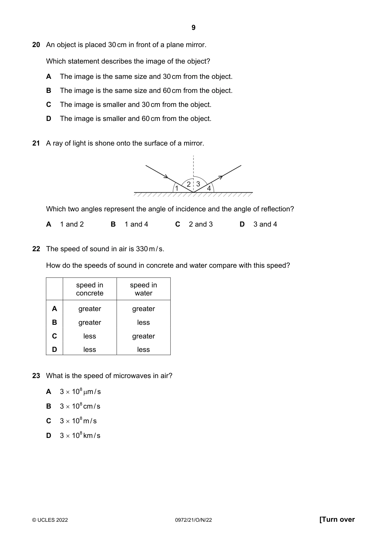 Cambridge IGCSE Physics (9-1) 0972 2022 Oct/Nov Paper 2 · Variant 1 question paper, page 9 of 16