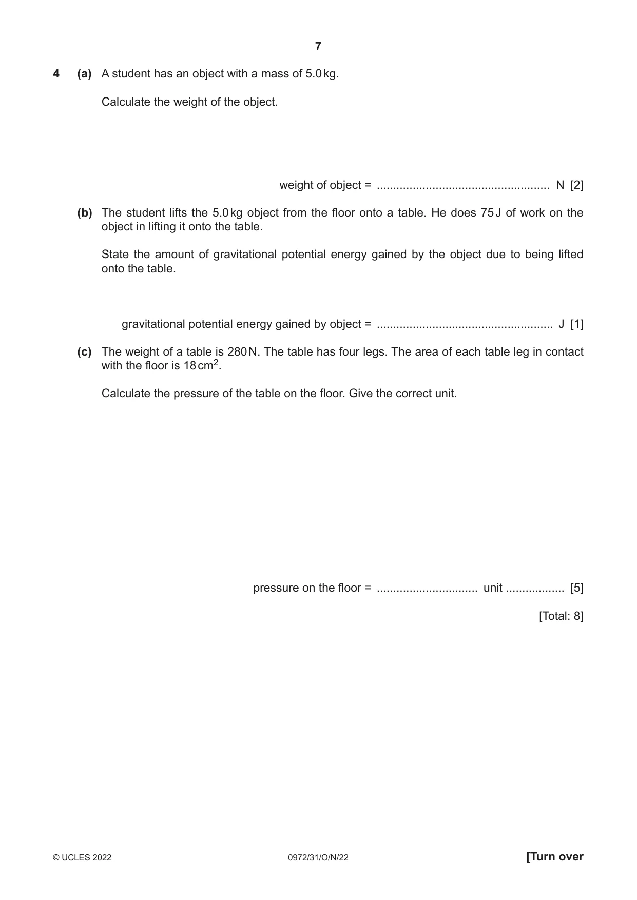 Cambridge IGCSE Physics (9-1) 0972 2022 Oct/Nov Paper 3 · Variant 1 question paper, page 7 of 16