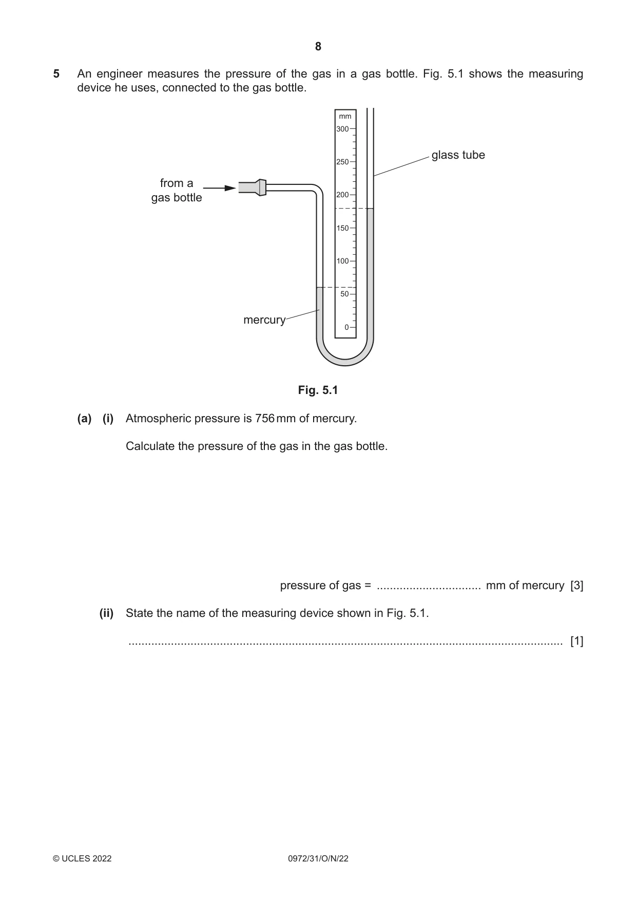 Cambridge IGCSE Physics (9-1) 0972 2022 Oct/Nov Paper 3 · Variant 1 question paper, page 8 of 16