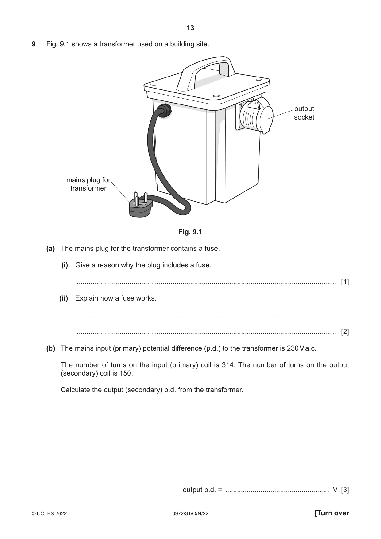 Cambridge IGCSE Physics (9-1) 0972 2022 Oct/Nov Paper 3 · Variant 1 question paper, page 13 of 16
