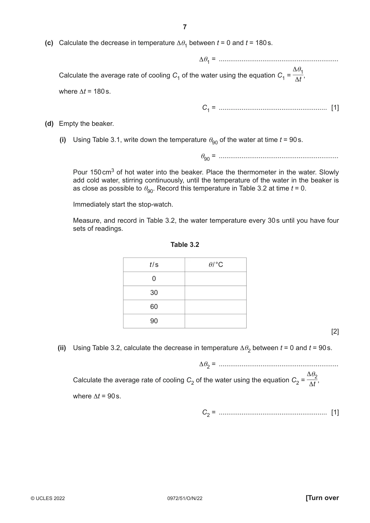 Cambridge IGCSE Physics (9-1) 0972 2022 Oct/Nov Paper 5 · Variant 1 question paper, page 7 of 12