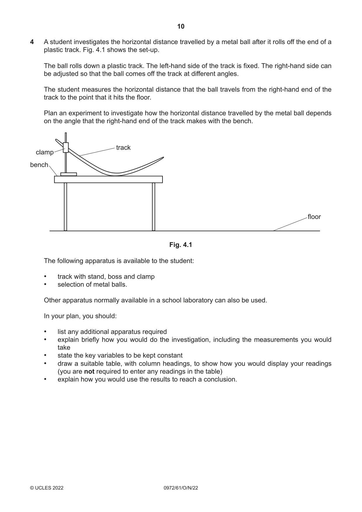 Cambridge IGCSE Physics (9-1) 0972 2022 Oct/Nov Paper 6 · Variant 1 question paper, page 10 of 12