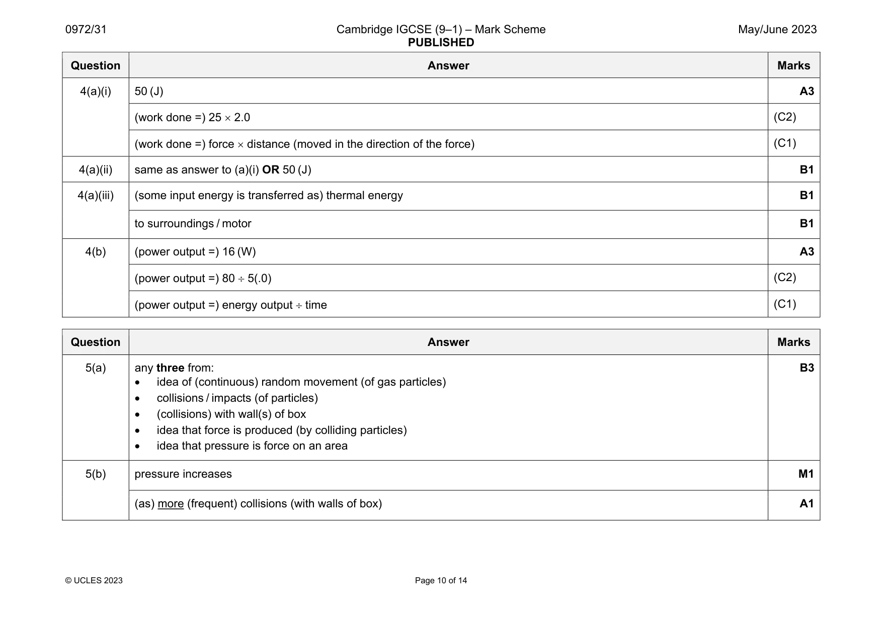 Mark scheme, page 10 of 14