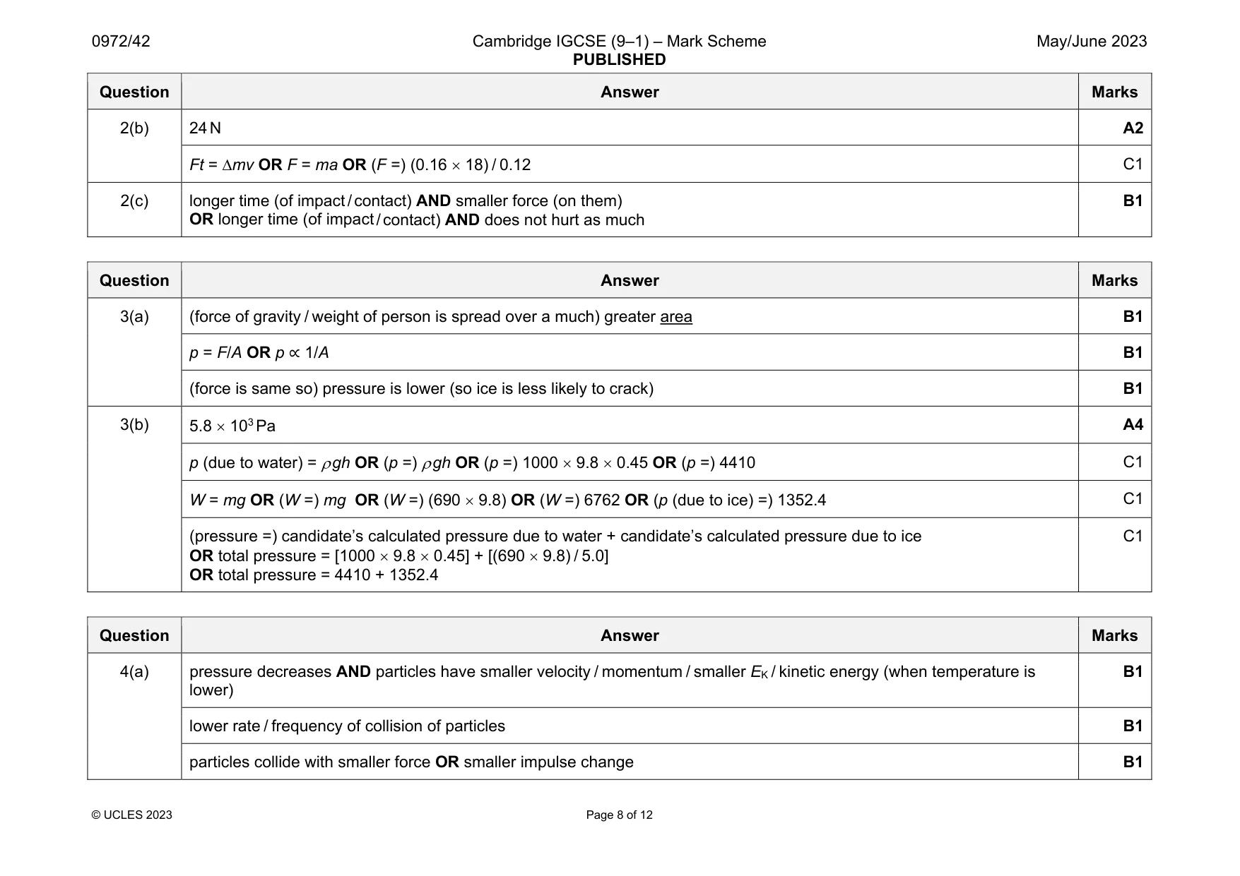 Mark scheme, page 8 of 12
