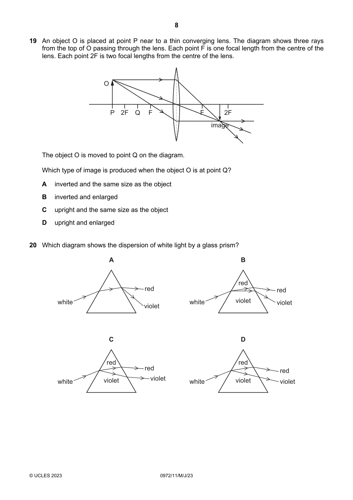 Cambridge IGCSE Physics (9-1) 0972 2023 May/June Paper 1 · Variant 1 question paper, page 8 of 16