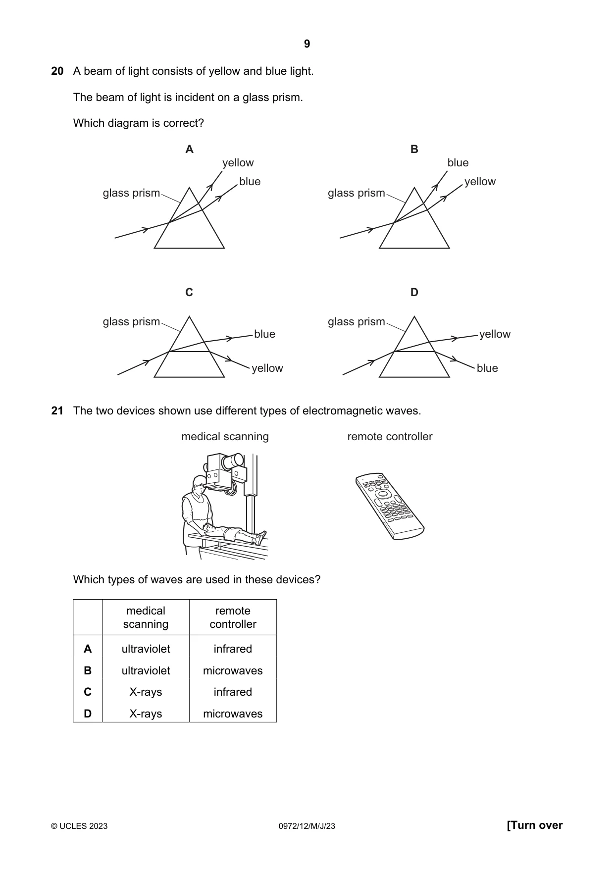 Cambridge IGCSE Physics (9-1) 0972 2023 May/June Paper 1 · Variant 2 question paper, page 9 of 16