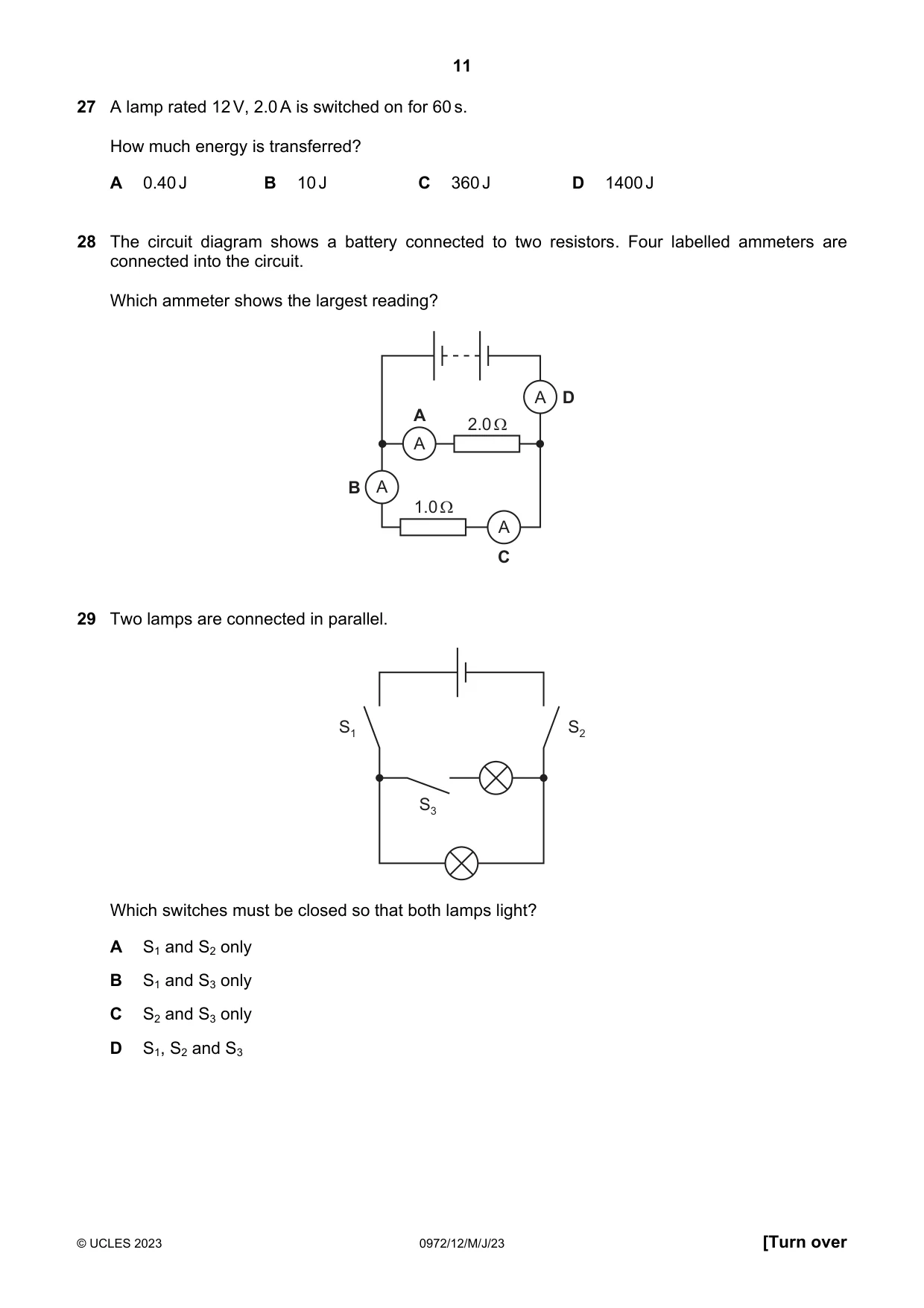 Cambridge IGCSE Physics (9-1) 0972 2023 May/June Paper 1 · Variant 2 question paper, page 11 of 16