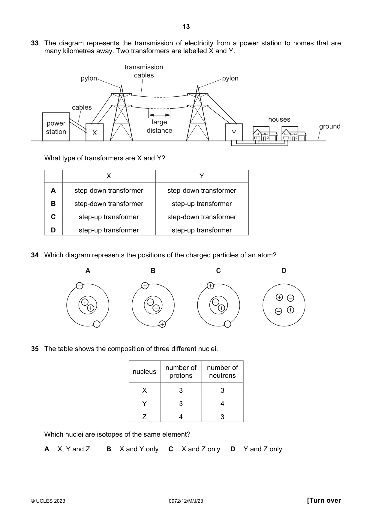 Cambridge IGCSE Physics (9-1) 0972 2023 May/June Paper 1 · Variant 2 question paper, page 13 of 16