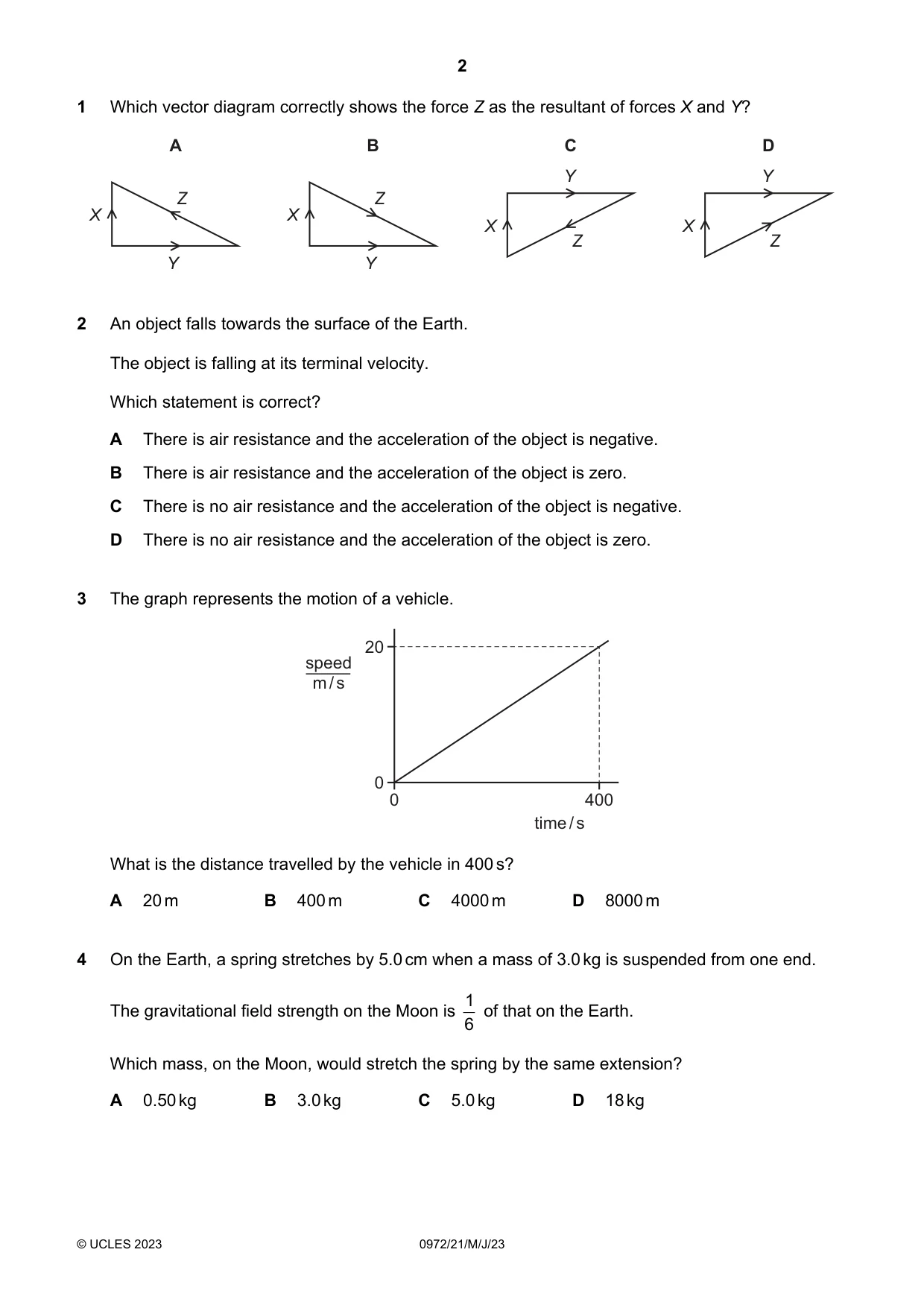 Cambridge IGCSE Physics (9-1) 0972 2023 May/June Paper 2 · Variant 1 question paper, page 2 of 16