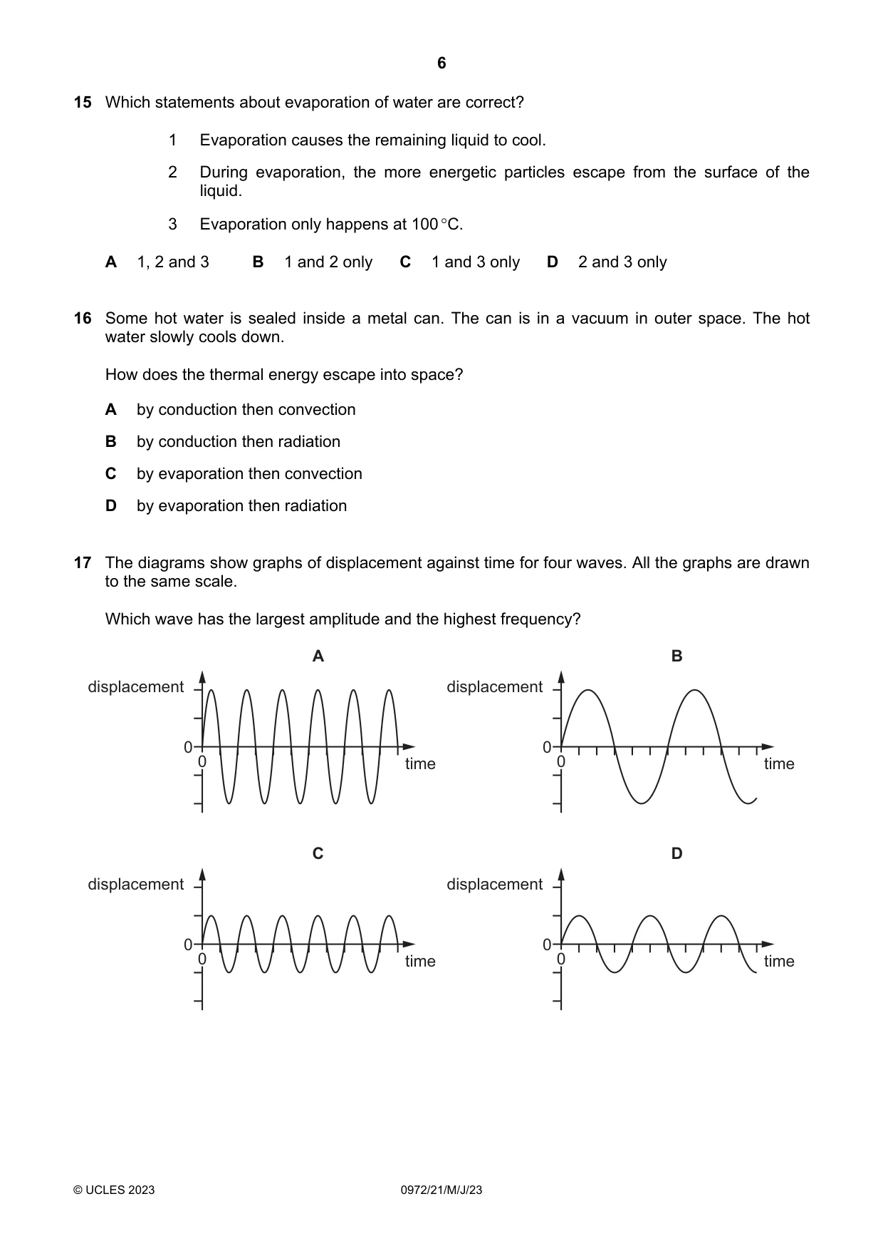 Cambridge IGCSE Physics (9-1) 0972 2023 May/June Paper 2 · Variant 1 question paper, page 6 of 16