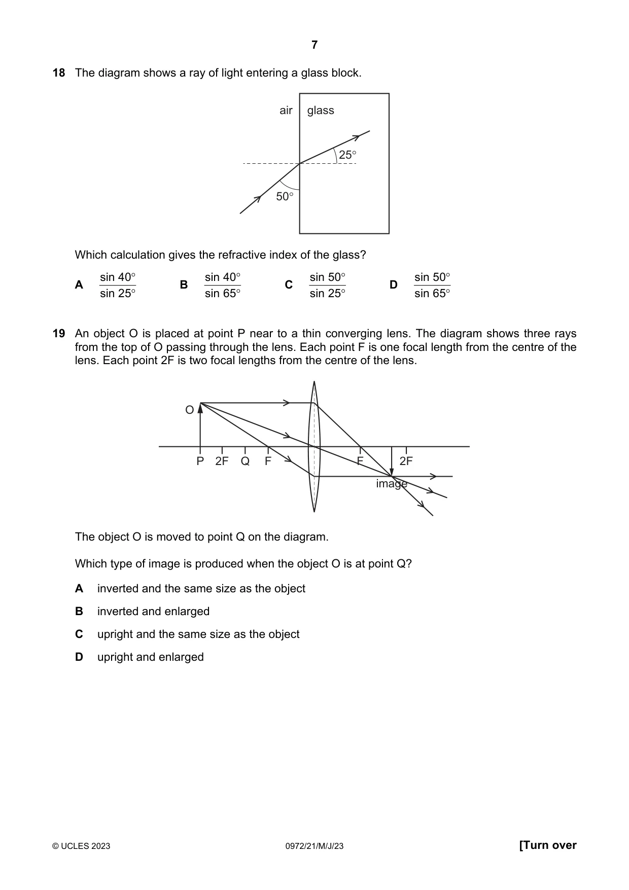 Cambridge IGCSE Physics (9-1) 0972 2023 May/June Paper 2 · Variant 1 question paper, page 7 of 16
