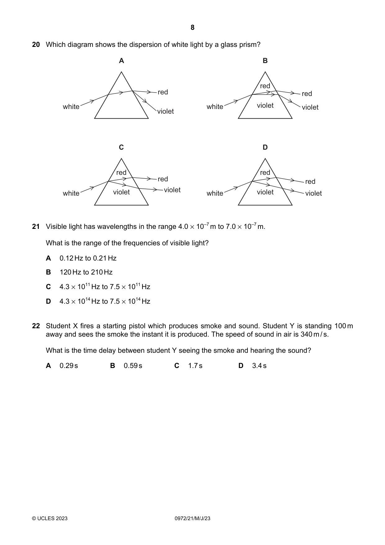 Cambridge IGCSE Physics (9-1) 0972 2023 May/June Paper 2 · Variant 1 question paper, page 8 of 16